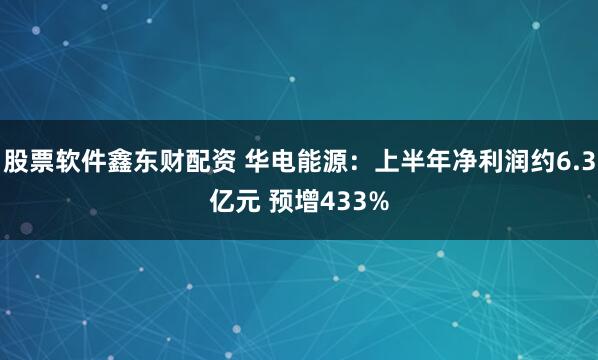 股票软件鑫东财配资 华电能源:上半年净利润约6.3亿元 预增433%
