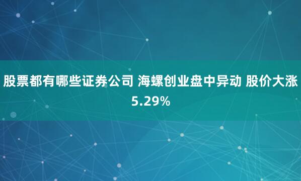 股票都有哪些证券公司 海螺创业盘中异动 股价大涨5.29%